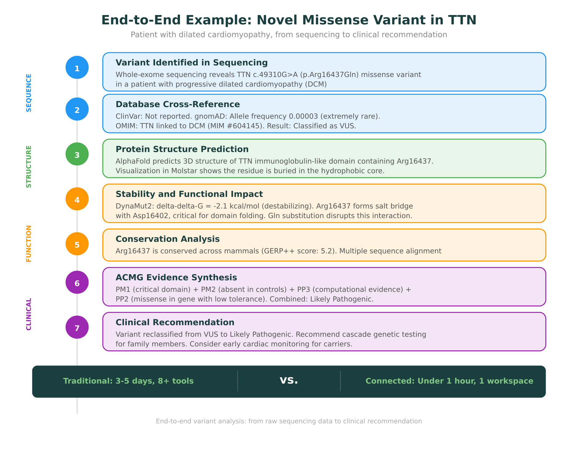 End-to-end example: Novel missense variant in TTN from sequencing to clinical recommendation