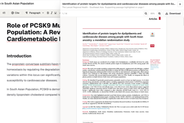 Purna AI paper writer showing a manuscript draft beside its publication-ready preview